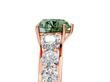Rose gold Fancy Green Heart Cut Brilliant Diamond Pavé Band with Six-Prong Setting_5