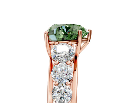 Rose gold Fancy Green Heart Cut Brilliant Diamond Pavé Band with Six-Prong Setting_5