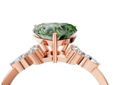 Rose gold Fancy Green Heart Cut Brilliant Diamond Solitaire Ring with Pear Side Stones and Four-Prong Setting_7