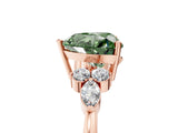 Rose gold Fancy Green Heart Cut Brilliant Diamond Solitaire Ring with Pear Side Stones and Four-Prong Setting_8