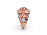 Rose gold Fancy Green Heart Cut Brilliant Halo Pave Diamond Milgrain Ring_2