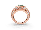 Rose gold Fancy Green Heart Cut Brilliant Halo Pave Diamond Milgrain Ring_3
