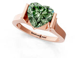 Rose gold Fancy Green Heart Cut Brilliant Solitaire Diamond Ring with Channel Set Band and Bar Prong Setting_1