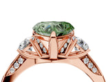 Rose gold Fancy Green Heart Cut Brilliant Three-Stone Diamond Ring with Pavé Band and Four-Prong Setting_7