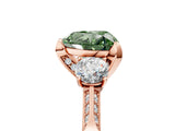 Rose gold Fancy Green Heart Cut Brilliant Three-Stone Diamond Ring with Pavé Band and Four-Prong Setting_8