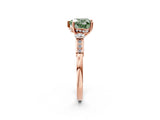 Rose gold Fancy Green Heart Cut Brilliant Three-Stone Pave Band with Four-Prong Setting_2