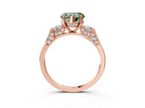 Rose gold Fancy Green Heart Cut Brilliant Three-Stone Pave Band with Four-Prong Setting_3