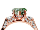 Rose gold Fancy Green Heart Cut Brilliant Three-Stone Pave Band with Four-Prong Setting_4