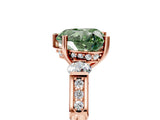 Rose gold Fancy Green Heart Cut Brilliant Three-Stone Pave Band with Four-Prong Setting_5