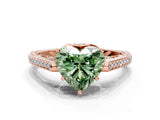 Rose gold Fancy Green Heart  Cut Cathedral Pave Diamond Engagement Ring with Six-Prong Setting_32
