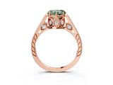 Rose gold Fancy Green Heart  Cut Cathedral Pave Diamond Engagement Ring with Six-Prong Setting_35