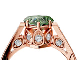 Rose gold Fancy Green Heart  Cut Cathedral Pave Diamond Engagement Ring with Six-Prong Setting_36