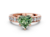 Rose gold Fancy Green Heart  Cut Channel Set Diamond Engagement Ring with Four-Prong Setting