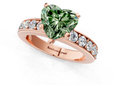 Rose gold Fancy Green Heart  Cut Channel Set Diamond Engagement Ring with Four-Prong Setting_1