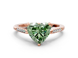 Rose gold Fancy Green Heart  Cut Channel Set Solitaire Engagement Ring with Four-Prong Setting