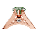 Rose gold Fancy Green Heart  Cut Channel Set Solitaire Engagement Ring with Prong Setting_4