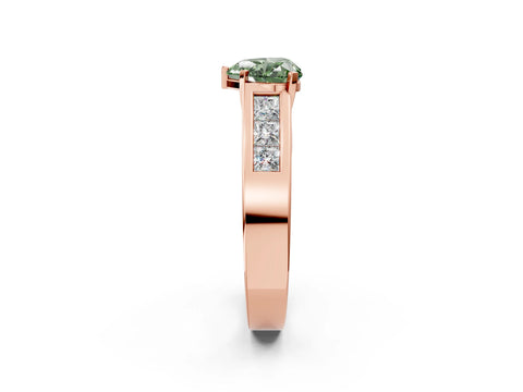 Rose gold Fancy Green Heart Cut Cut Channel Set Solitaire Ring with Four-Prong Setting_2