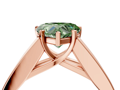 Rose gold Fancy Green Heart Cut Cut Channel Set Solitaire Ring with Four-Prong Setting_4