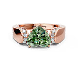 Rose gold Fancy Green Heart Cut Cut Diamond Channel Set Solitaire Ring with Four-Prong Setting