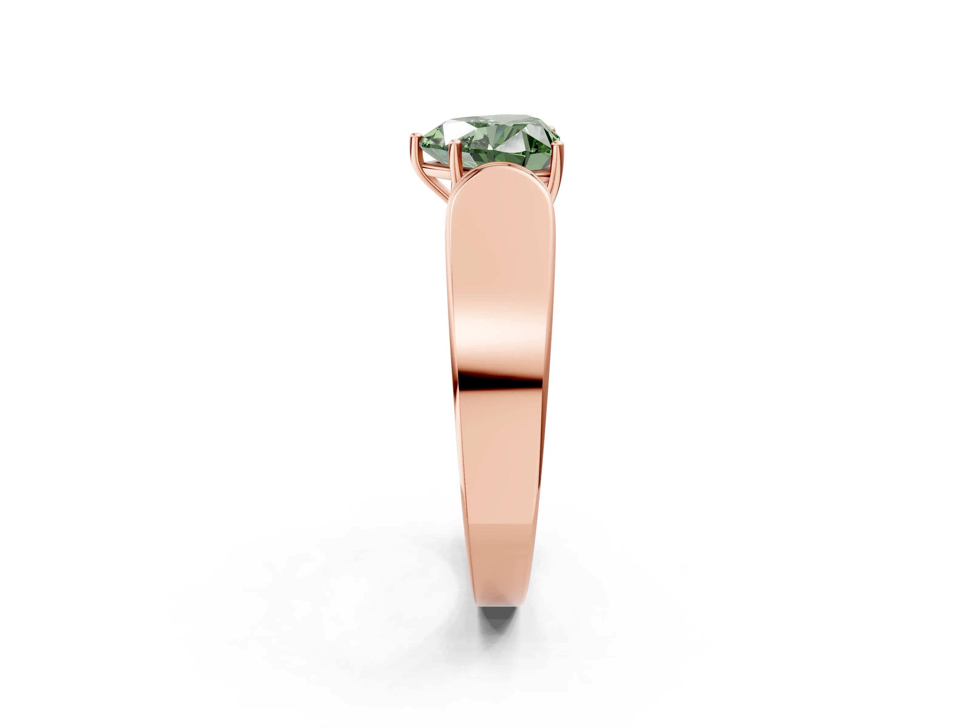 Rose gold Fancy Green Heart Cut Cut Diamond Channel Set Solitaire Ring with Four-Prong Setting_2