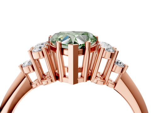 Rose gold Fancy Green Heart Cut Cut Diamond Cluster Ring with Solitaire Band and Four-Prong Setting_16