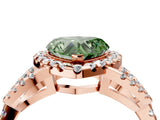 Rose gold Fancy Green Heart Cut Cut Diamond Halo Engagement Ring with Open Split Pavé Band_4
