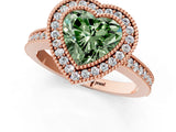 Rose gold Fancy Green Heart Cut-Cut Diamond Halo Engagement Ring with Pave Band and Prong Setting_1