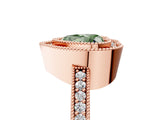 Rose gold Fancy Green Heart Cut-Cut Diamond Halo Engagement Ring with Pave Band and Prong Setting_5