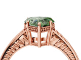 Rose gold Fancy Green Heart Cut Cut Diamond Milgrain Pave Band Four-Prong Setting Ring_7
