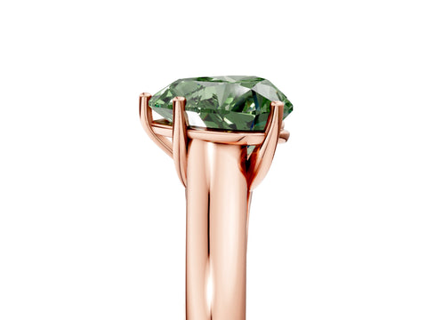 Rose gold Fancy Green Heart Cut Cut Diamond Solitaire Engagement Ring with Tapered Plain Band and Four-Prong Setting_5