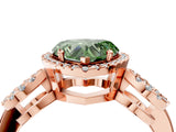 Rose gold Fancy Green Heart Cut Cut Halo Diamond Infinity Band with Four-Prong Setting_4