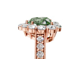 Rose gold Fancy Green Heart Cut Cut Halo Diamond Pavé Engagement Ring with Milgrain Detailing_5