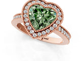 Rose gold Fancy Green Heart Cut Cut Halo Pavé Diamond Ring_1