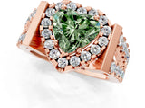 Rose gold Fancy Green Heart Cut Cut Halo Split Shank Prong Set Ring_1