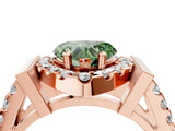 Rose gold Fancy Green Heart Cut Cut Halo Split Shank Prong Set Ring_4