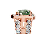 Rose gold Fancy Green Heart Cut Cut Halo Split Shank Prong Set Ring_5