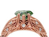 Rose gold Fancy Green Heart Cut Cut Milgrain Pave Diamond Engagement Ring with Four-Prong Setting_7