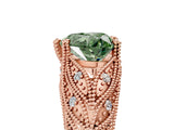 Rose gold Fancy Green Heart Cut Cut Milgrain Pave Diamond Engagement Ring with Four-Prong Setting_8