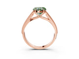 Rose gold Fancy Green Heart Cut Cut Pave Split Shank Engagement Ring with Four-Prong Setting_3