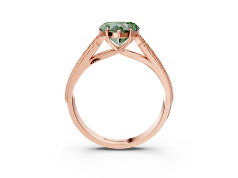 Rose gold Fancy Green Heart Cut Cut Pave Split Shank Engagement Ring with Four-Prong Setting_3