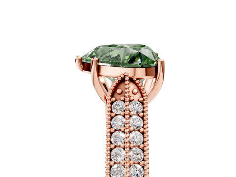 Rose gold Fancy Green Heart Cut Cut Pave Split Shank Engagement Ring with Four-Prong Setting_5