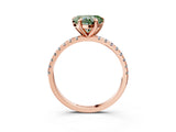 Rose gold Fancy Green Heart Cut Diamond Brilliant Solitaire Ring with Pavé Band and Four-Prong Setting_15