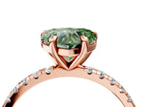 Rose gold Fancy Green Heart Cut Diamond Brilliant Solitaire Ring with Pavé Band and Four-Prong Setting_16