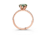 Rose gold Fancy Green Heart Cut Diamond Brilliant Solitaire Ring with Pavé Band and Four-Prong Setting_3
