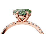 Rose gold Fancy Green Heart Cut Diamond Brilliant Solitaire Ring with Pavé Band and Four-Prong Setting_4