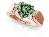 Rose gold Fancy Green Heart Cut Diamond Channel Set Solitaire Ring with Four-Prong Setting_13