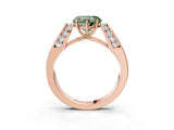Rose gold Fancy Green Heart Cut Diamond Channel Set Solitaire Ring with Four-Prong Setting_15