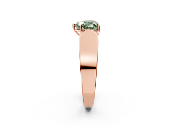 Rose Gold Heart-Shaped Channel Set Engagement Ring Setting for Fancy Green Center with Wide Band