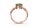 Rose gold Fancy Green Heart Cut Diamond Cluster Pavé Band with Four-Prong Setting_15
