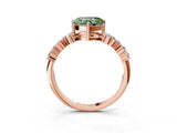 Rose gold Fancy Green Heart Cut Diamond Cluster Pavé Band with Four-Prong Setting_6
